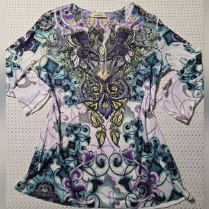 ONE WORLD Multicolor Artistic Women's Blouse